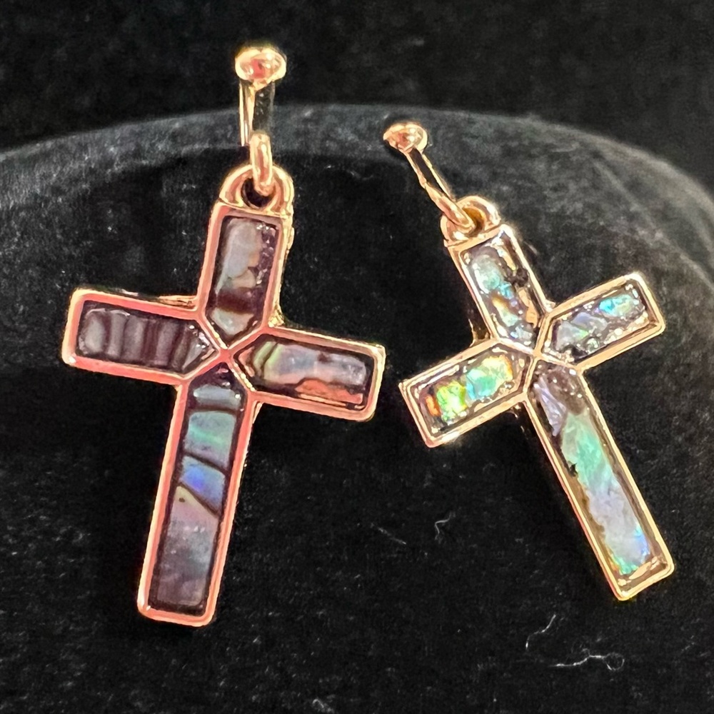 Women’s Abalone & Goldtone Karamea Cross Earrings